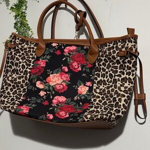 NWOT Floral and Leopard Print Women's Tote Bag